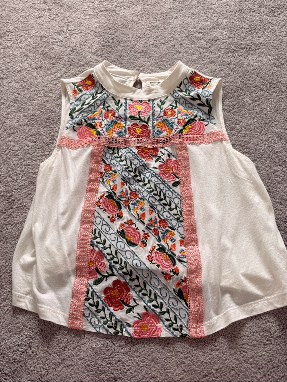 Tiny Petites Floral Tank Top White & Pink Size XS